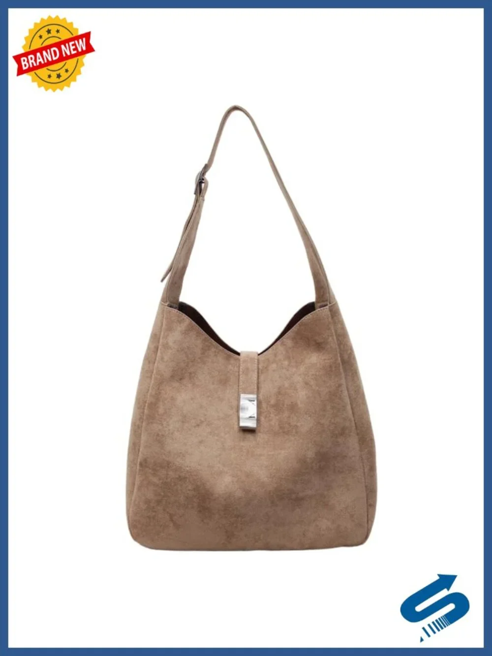Vintage Faux Suede Slouchy Hobo Bag with Adjustable Strap, Minimalist Shoulder